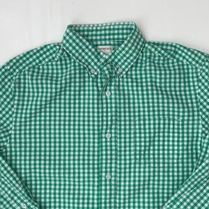 J. Crew Factory Green and White Gingham Button-Down Shirt
